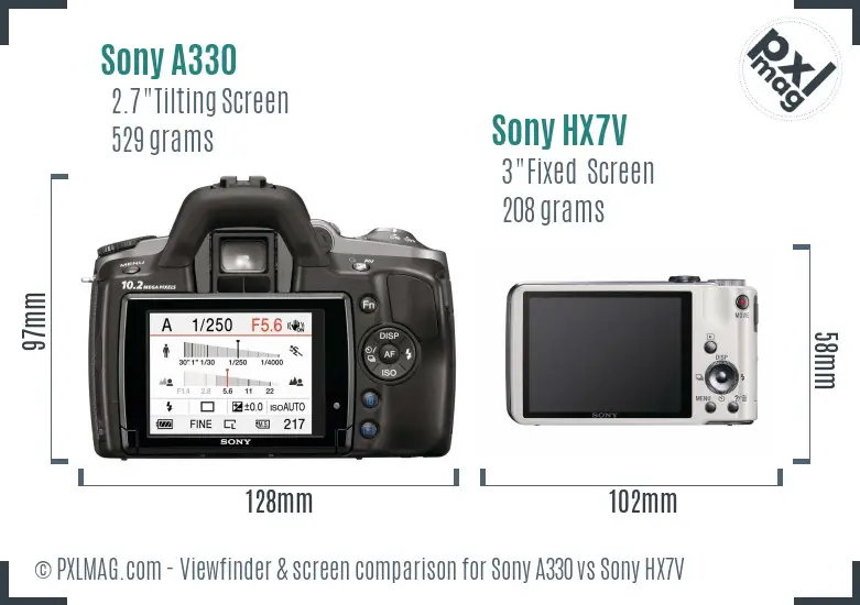 Sony A330 vs Sony HX7V Screen and Viewfinder comparison