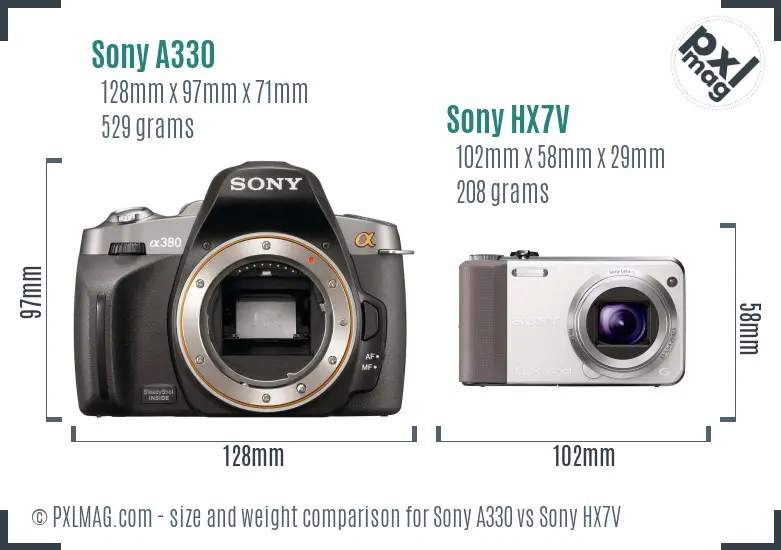 Sony A330 vs Sony HX7V size comparison