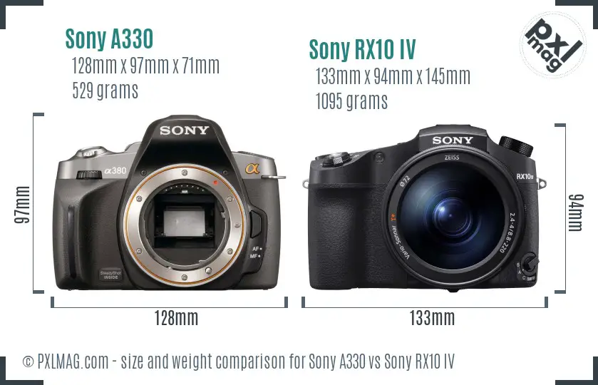 Sony A330 vs Sony RX10 IV size comparison