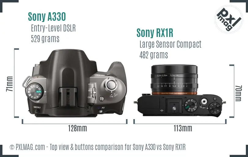 Sony A330 vs Sony RX1R top view buttons comparison