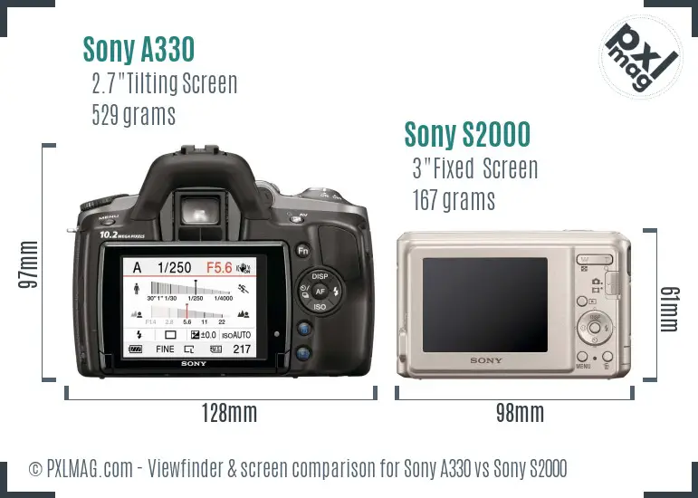 Sony A330 vs Sony S2000 Screen and Viewfinder comparison