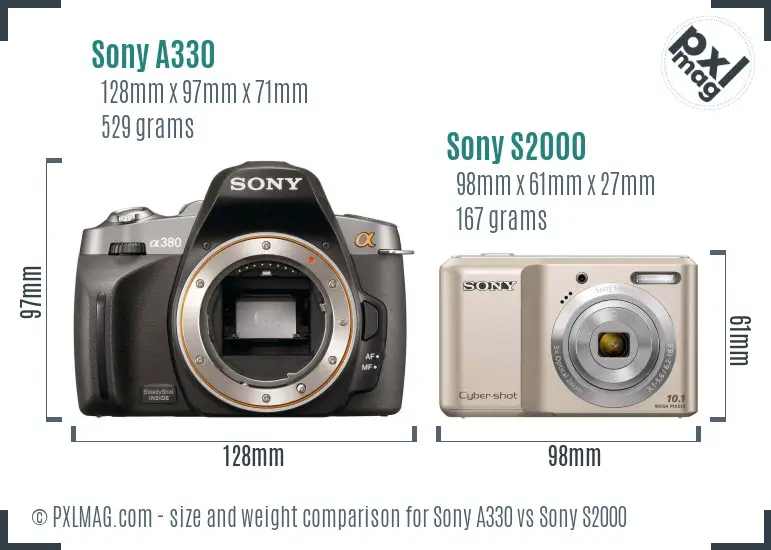 Sony A330 vs Sony S2000 size comparison