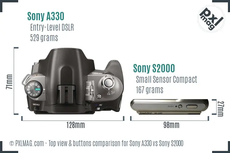 Sony A330 vs Sony S2000 top view buttons comparison