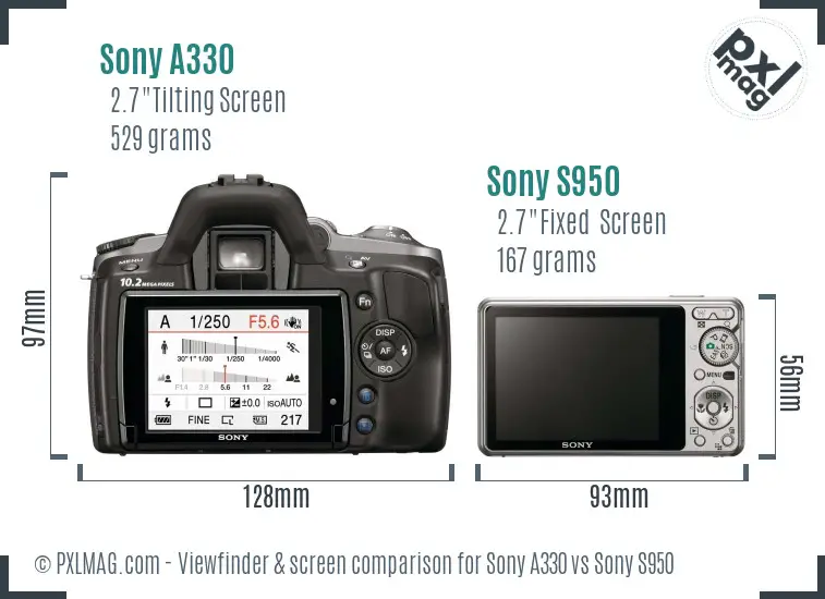 Sony A330 vs Sony S950 Screen and Viewfinder comparison