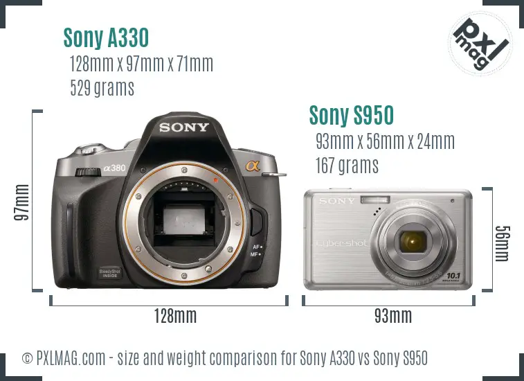 Sony A330 vs Sony S950 size comparison