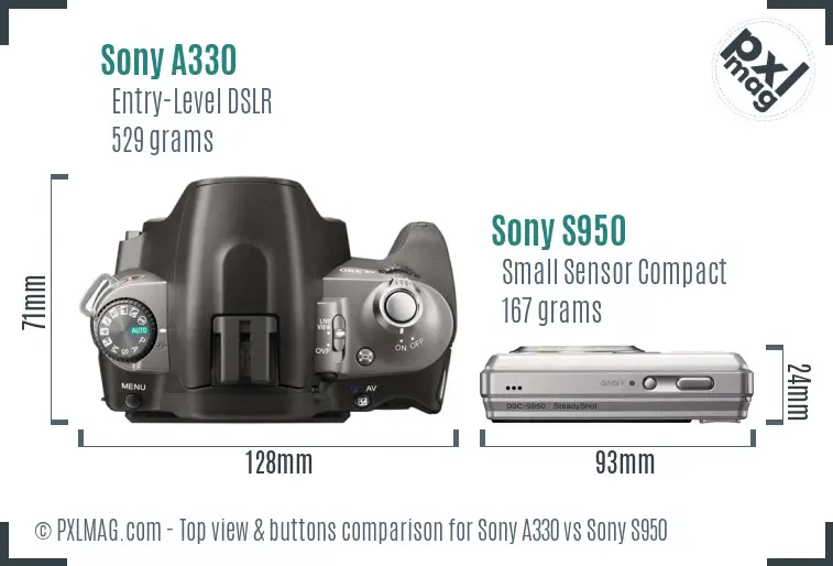 Sony A330 vs Sony S950 top view buttons comparison