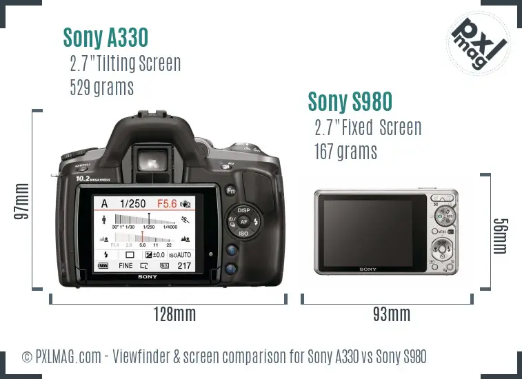 Sony A330 vs Sony S980 Screen and Viewfinder comparison