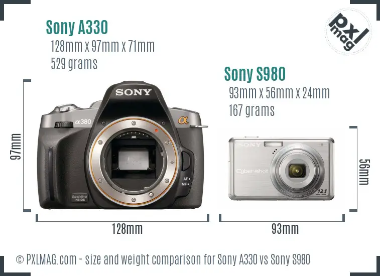 Sony A330 vs Sony S980 size comparison