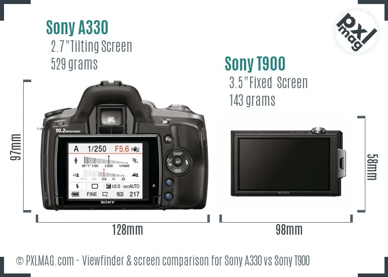 Sony A330 vs Sony T900 Screen and Viewfinder comparison