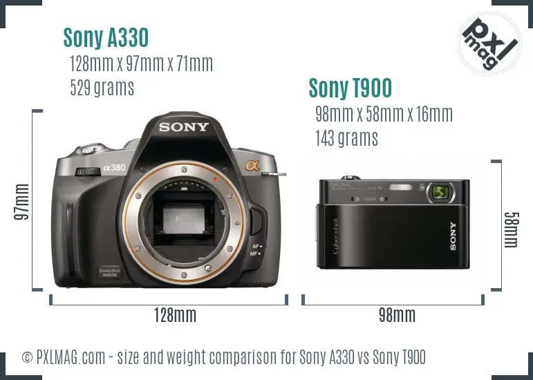Sony A330 vs Sony T900 size comparison