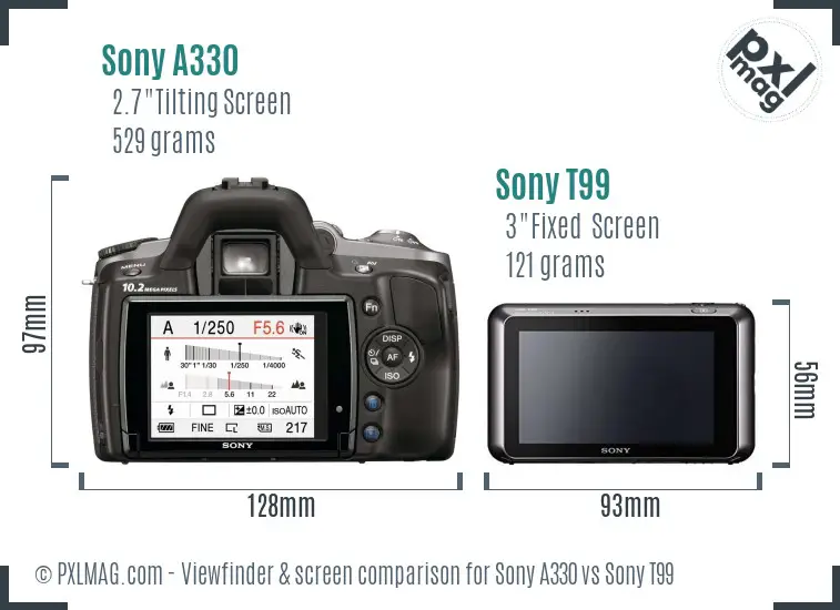 Sony A330 vs Sony T99 Screen and Viewfinder comparison