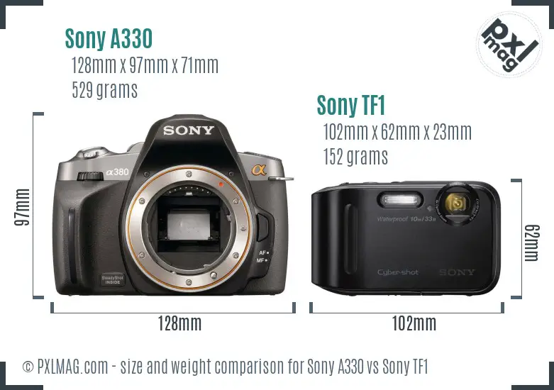 Sony A330 vs Sony TF1 size comparison