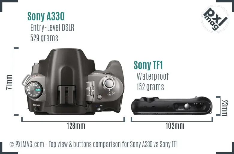 Sony A330 vs Sony TF1 top view buttons comparison