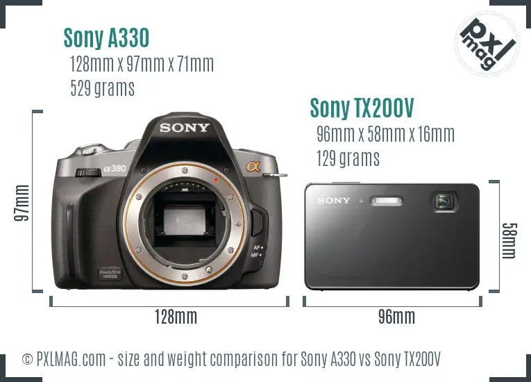 Sony A330 vs Sony TX200V size comparison
