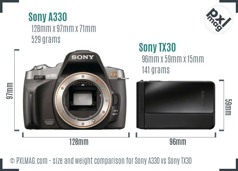 Sony A330 vs Sony TX30 size comparison