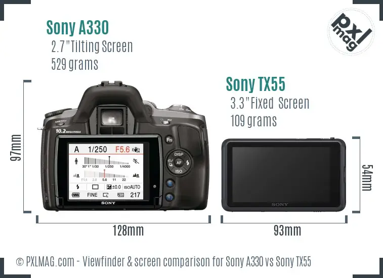 Sony A330 vs Sony TX55 Screen and Viewfinder comparison