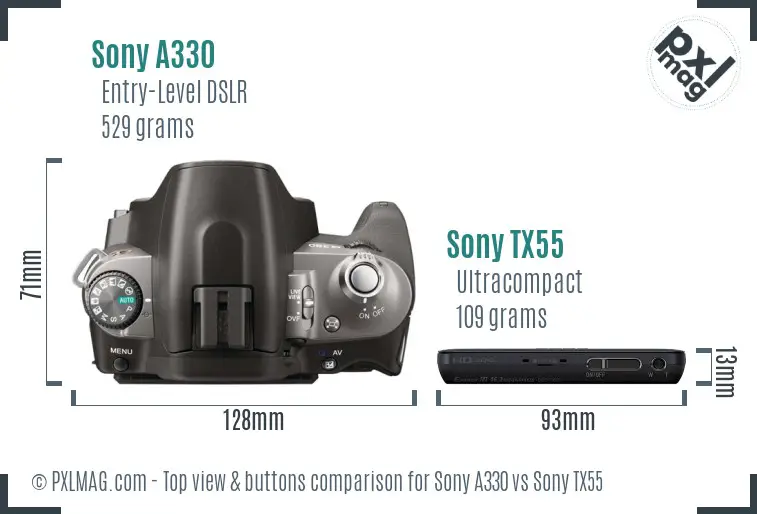 Sony A330 vs Sony TX55 top view buttons comparison