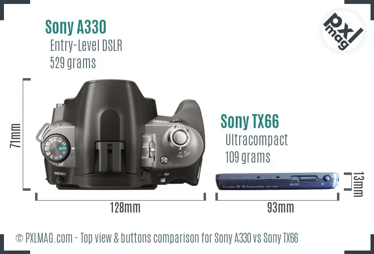 Sony A330 vs Sony TX66 top view buttons comparison