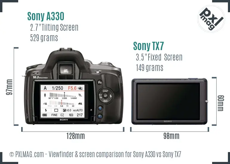 Sony A330 vs Sony TX7 Screen and Viewfinder comparison