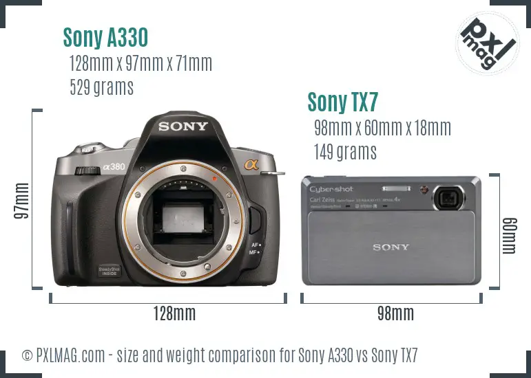 Sony A330 vs Sony TX7 size comparison