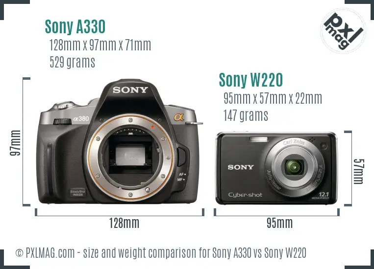 Sony A330 vs Sony W220 size comparison