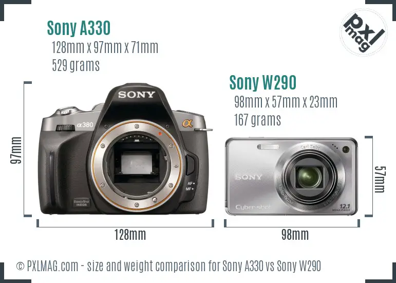 Sony A330 vs Sony W290 size comparison