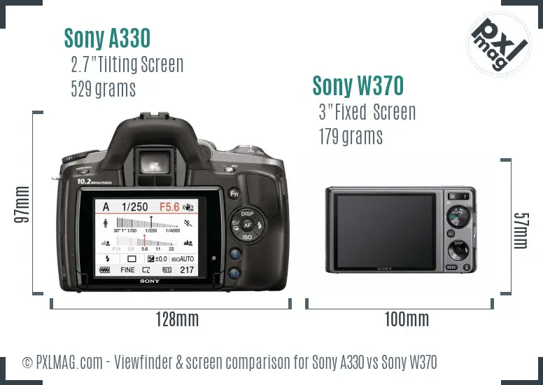 Sony A330 vs Sony W370 Screen and Viewfinder comparison