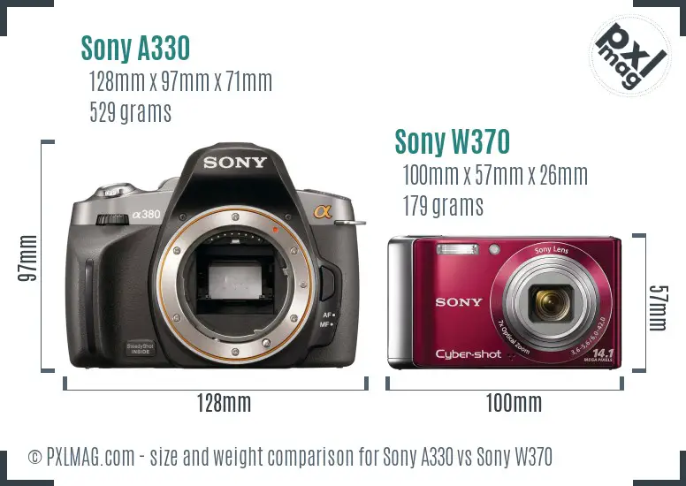 Sony A330 vs Sony W370 size comparison
