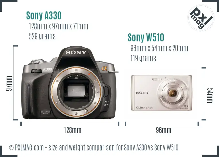 Sony A330 vs Sony W510 size comparison
