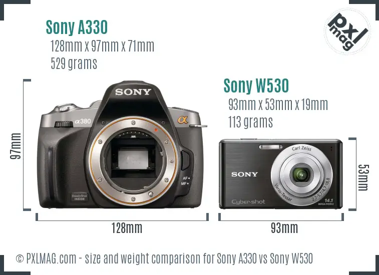 Sony A330 vs Sony W530 size comparison