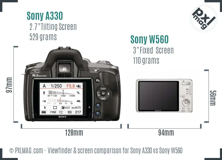 Sony A330 vs Sony W560 Screen and Viewfinder comparison