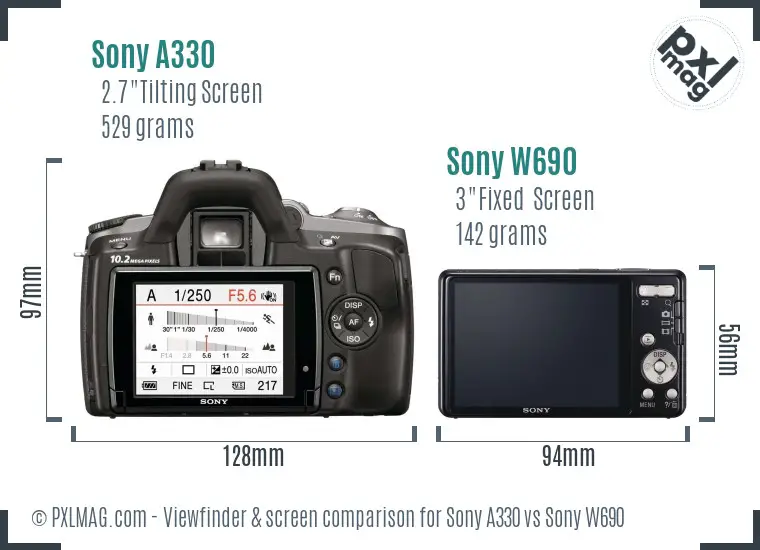 Sony A330 vs Sony W690 Screen and Viewfinder comparison