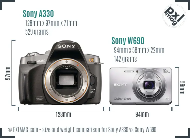 Sony A330 vs Sony W690 size comparison