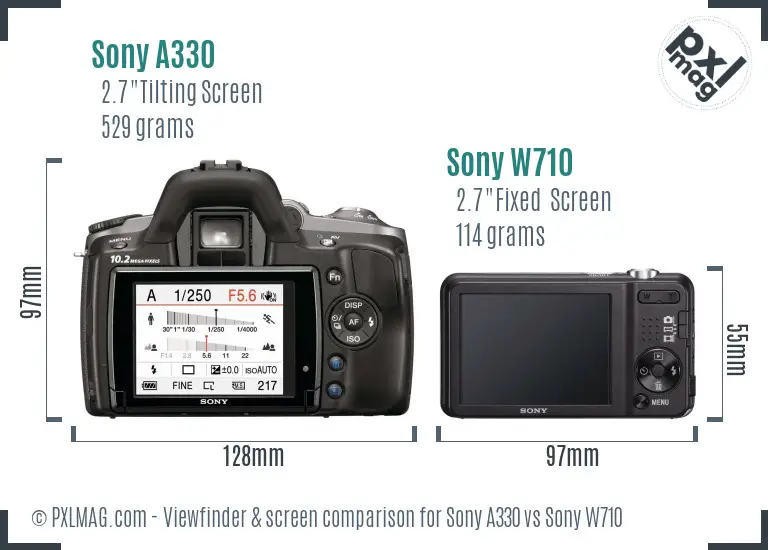 Sony A330 vs Sony W710 Screen and Viewfinder comparison