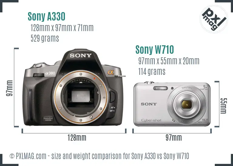 Sony A330 vs Sony W710 size comparison