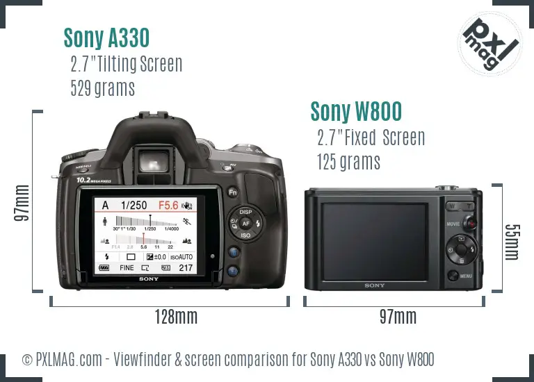 Sony A330 vs Sony W800 Screen and Viewfinder comparison