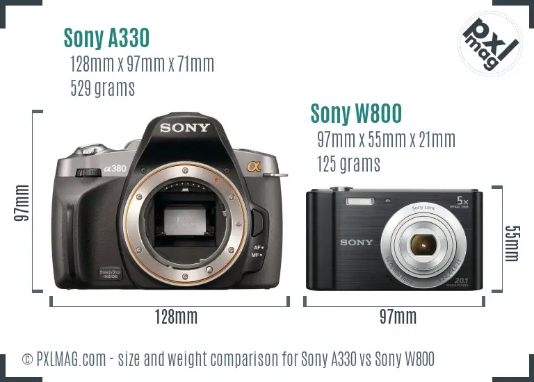 Sony A330 vs Sony W800 size comparison