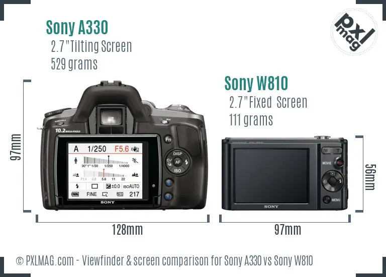 Sony A330 vs Sony W810 Screen and Viewfinder comparison