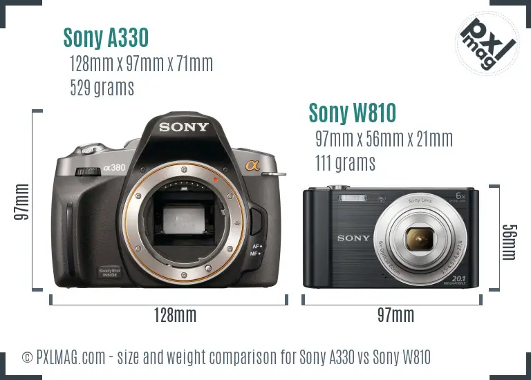 Sony A330 vs Sony W810 size comparison