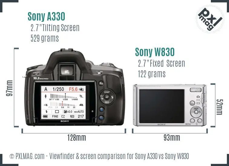 Sony A330 vs Sony W830 Screen and Viewfinder comparison