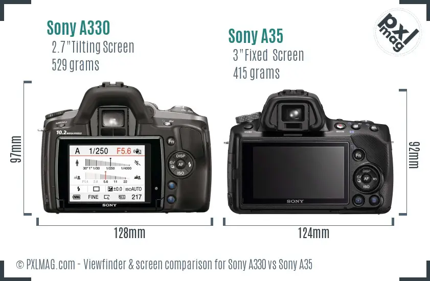 Sony A330 vs Sony A35 Screen and Viewfinder comparison