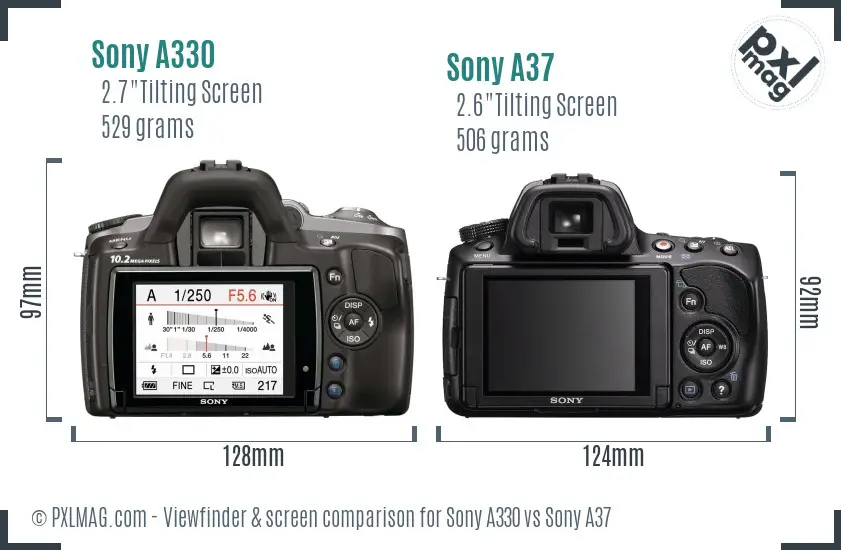 Sony A330 vs Sony A37 Screen and Viewfinder comparison