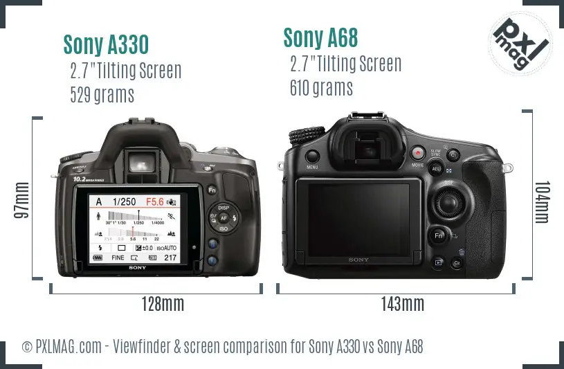 Sony A330 vs Sony A68 Screen and Viewfinder comparison