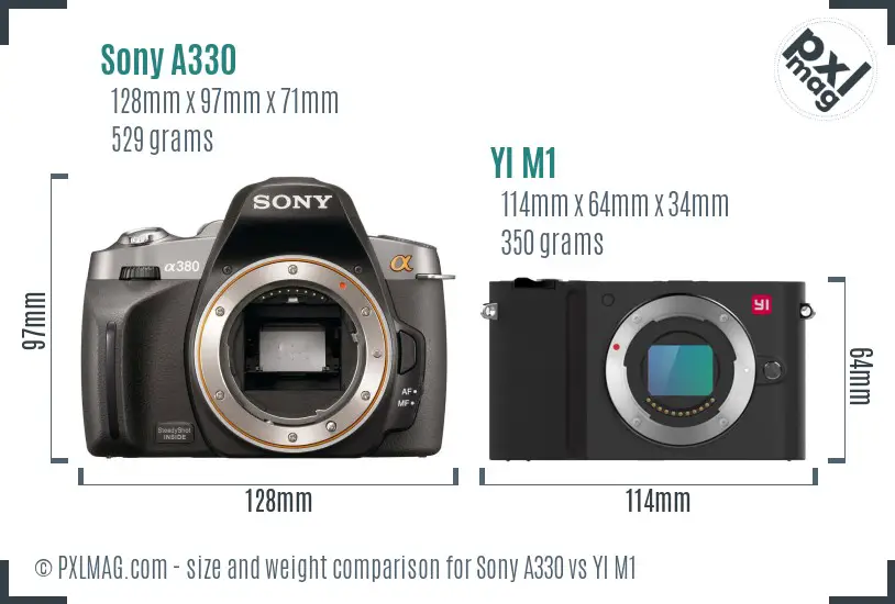 Sony A330 vs YI M1 size comparison