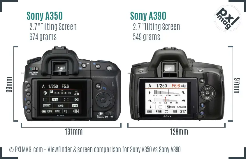 Sony A350 vs Sony A390 Screen and Viewfinder comparison