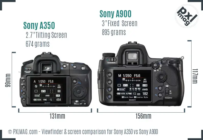 Sony A350 vs Sony A900 Screen and Viewfinder comparison