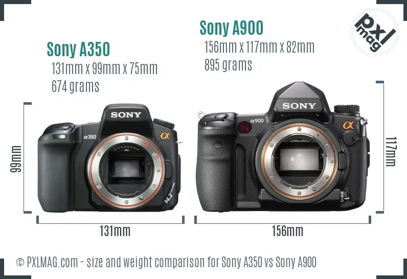 Sony A350 vs Sony A900 size comparison