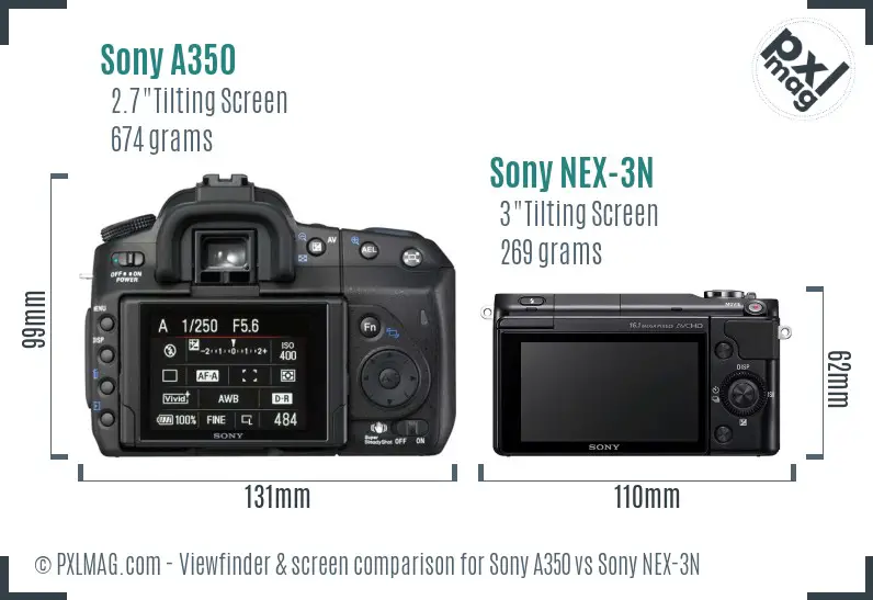 Sony A350 vs Sony NEX-3N Screen and Viewfinder comparison