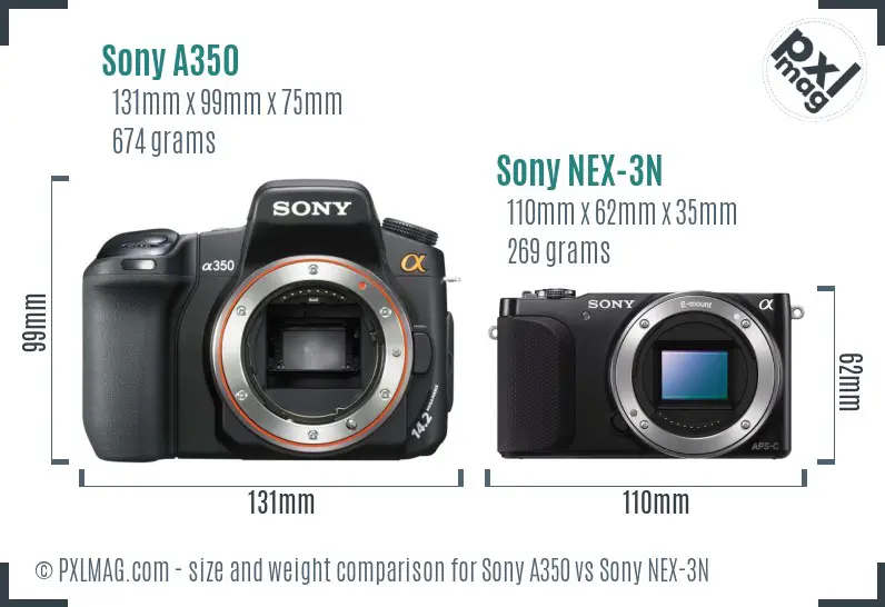 Sony A350 vs Sony NEX-3N size comparison