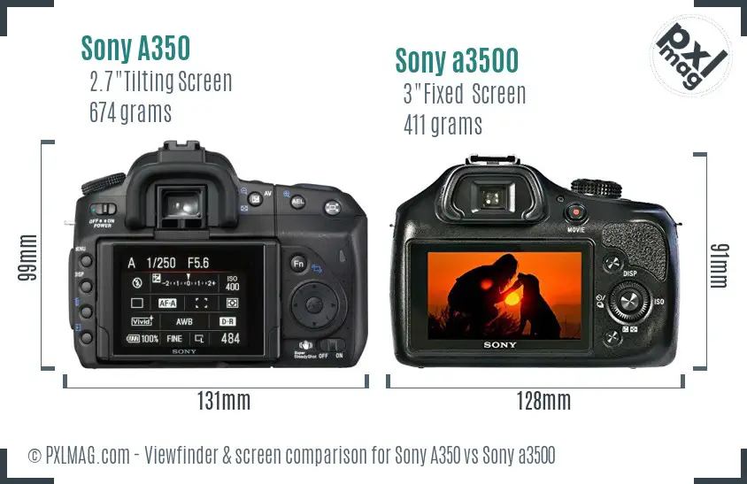 Sony A350 vs Sony a3500 Screen and Viewfinder comparison